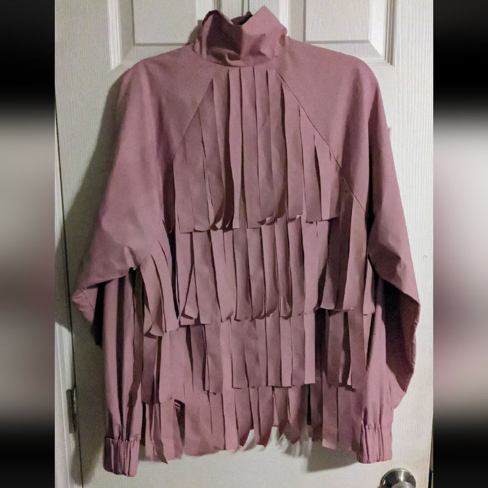 Kiss the Future Windbreaker Jacket S-L Pink Fringe Back SS 2017 Rare Spring